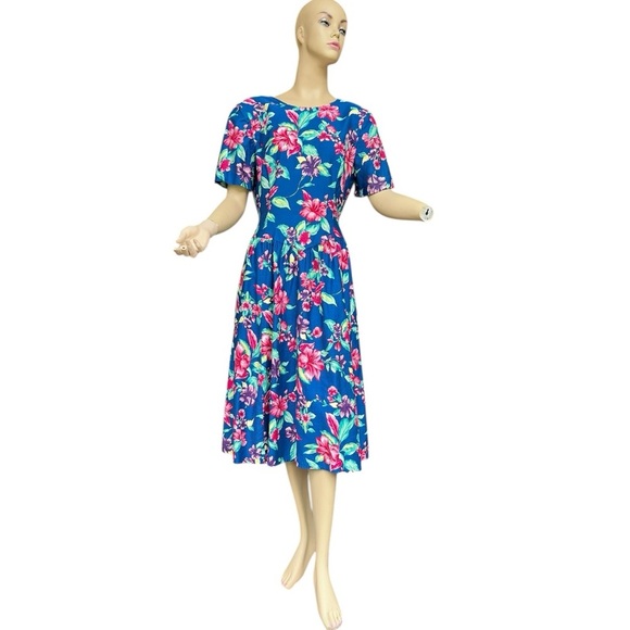 Vintage Liz Claiborne Hawaiian Print Floral Dress - Picture 3 of 9